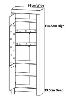 Tall Glass Display Cabinet Slim Unit 1 Glass Door Dark Oak Finish LED Light Balin -Furniture Store tall glass display cabinet slim unit 1 glass door dark oak finish led light balin5060958044117 04c MP