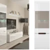 Tall Glass Display Cabinet Unit LED Light Modern White Gloss Black Brown Insert Azteca - White Gloss -Furniture Store tall glass display cabinet unit led light modern white gloss black brown insert azteca white gloss5060958045572 01c MP