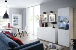 Tall Glass Display Cabinet Unit LED Light Modern White Gloss Black Brown Insert Azteca - White Gloss -Furniture Store tall glass display cabinet unit led light modern white gloss black brown insert azteca white gloss5060958045572 04c MP