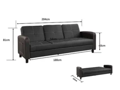 Tampa Brown Faux Leather Sofa Bed Drop Down Table With Cup Holders 3 Seater Sofabed Recliner Brown Side Pockets Contrast Stitching -Furniture Store tampa brown faux leather sofa bed drop down table with cup holders 3 seater sofabed recliner brown side pockets contrast stitching5060678407551 03c MP