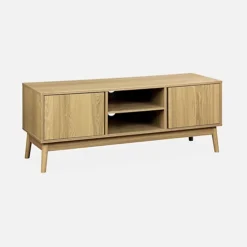 TV Stand With 2 Doors And 2 Storage Nooks 120x39x48cm - Dune - Natural Wood -Furniture Store tv stand with 2 doors and 2 storage nooks 120x39x48cm dune natural wood3760350651525 03c MP