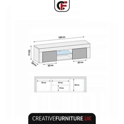 TV Unit 130cm Sideboard Cabinet Cupboard TV Stand Living Room High Gloss Doors - White & Grey -Furniture Store tv unit 130cm sideboard cabinet cupboard tv stand living room high gloss doors white grey5060970900293 03c MP