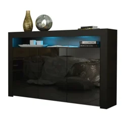 TV Unit 155cm Sideboard Cabinet Cupboard TV Stand Living Room High Gloss Doors - Black -Furniture Store tv unit 155cm sideboard cabinet cupboard tv stand living room high gloss doors black5060970900521 03c MP