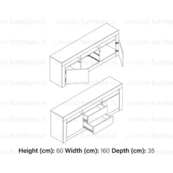 TV Unit 160cm Sideboard Cabinet Cupboard TV Stand Living Room High Gloss Doors - White & Grey -Furniture Store tv unit 160cm sideboard cabinet cupboard tv stand living room high gloss doors white grey5060970900354 04c MP