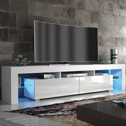 TV Unit 200cm Sideboard Cabinet Cupboard TV Stand Living Room High Gloss Doors - White -Furniture Store tv unit 200cm sideboard cabinet cupboard tv stand living room high gloss doors white5060970900002 02c MP