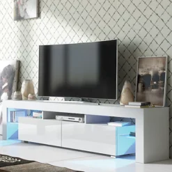 TV Unit 200cm Sideboard Cabinet Cupboard TV Stand Living Room High Gloss Doors - White -Furniture Store tv unit 200cm sideboard cabinet cupboard tv stand living room high gloss doors white5060970900002 03c MP