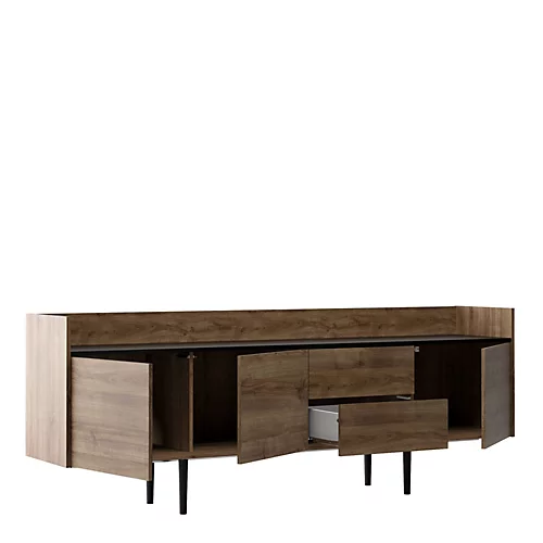 Unit Sideboard 2 Drawers 3 Doors In Walnut And Black 6 Unit Sideboard 2 Drawers 3 Doors In Walnut And Black - Image 4
