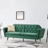 Velvet Fabric Sofa Bed 3 Seater Padded Suite Click Clack Luxury Recliner Sofabed, Dark Green -Furniture Store velvet fabric sofa bed 3 seater padded suite click clack luxury recliner sofabed dark green5056546206258 01c MP