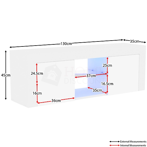 Vida Designs Eclipse White 2 Door LED TV Unit Sideboard Cabinet 4 Vida Designs Eclipse White 2 Door LED TV Unit Sideboard Cabinet - Image 2