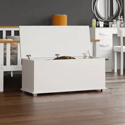 Vida Designs Leon Storage Ottoman White Storage Bench Chest Bedroom Living Room  -Furniture Store vida designs leon storage ottoman white storage bench chest bedroom living room 5056562198582 03c MP