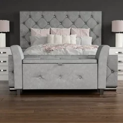Vida Designs Seville Storage Ottoman Light Grey Velvet Storage Bench Chest Bedroom Living Room  -Furniture Store vida designs seville storage ottoman light grey velvet storage bench chest bedroom living room 5056562198575 03c MP