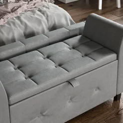 Vida Designs Seville Storage Ottoman Light Grey Velvet Storage Bench Chest Bedroom Living Room  -Furniture Store vida designs seville storage ottoman light grey velvet storage bench chest bedroom living room 5056562198575 04c MP