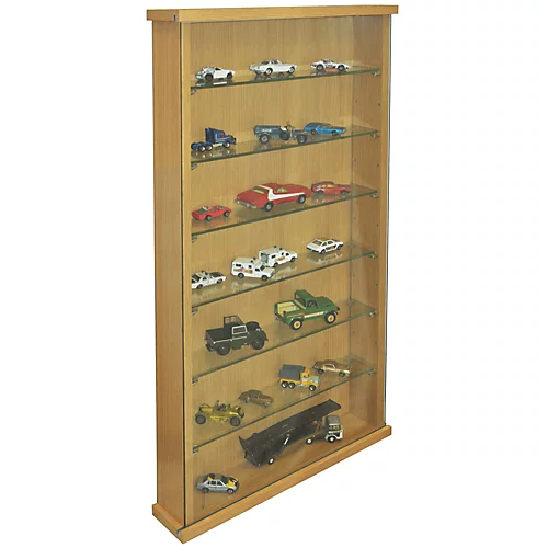 Watsons Collectors Wall Display Cabinet With Six Glass Shelves Oak 4 Watsons Collectors Wall Display Cabinet With Six Glass Shelves Oak - Image 2