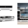 White Gloss TV Cabinet TV Unit Entertainment Stand Glass Drawer Black Rim Fever -Furniture Store white gloss tv cabinet tv unit entertainment stand glass drawer black rim fever5901451020263 01c MP