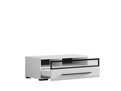 White Gloss TV Cabinet TV Unit Entertainment Stand Glass Drawer Black Rim Fever -Furniture Store white gloss tv cabinet tv unit entertainment stand glass drawer black rim fever5901451020263 04c MP