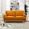 Woodbury 158cm Wide 2 Seat Orange Velvet Fabric Sofa Walnut Colour Legs With Brass Coloured Wheel -Furniture Store woodbury 158cm wide 2 seat orange velvet fabric sofa walnut colour legs with brass coloured wheel5060980887379 01c MP
