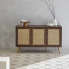 Wooden And Cane Rattan Detail Sideboard With 3 Doors 2 Shelves Scandi-style Legs 120x39x70cm - Boheme - Dark Wood Colour 1 Wooden And Cane Rattan Detail Sideboard With 3 Doors 2 Shelves Scandi-style Legs 120x39x70cm - Boheme - Dark Wood Colour -Furniture Store wooden and cane rattan detail sideboard with 3 doors 2 shelves scandi style legs 120x39x70cm boheme dark wood colour3760350655592 01c MP