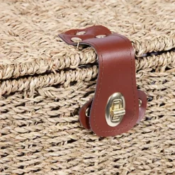 Woodluv Natural Seagrass Lidded Trunk, Toy Box Chest, Storage Basket, Handwoven Organiser - Small -Furniture Store woodluv natural seagrass lidded trunk toy box chest storage basket handwoven organiser small5060238570800 03c MP